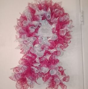Handmade large custom cancer awareness ribbon shaped wreath